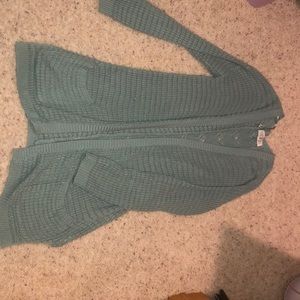 blue/green cardigan